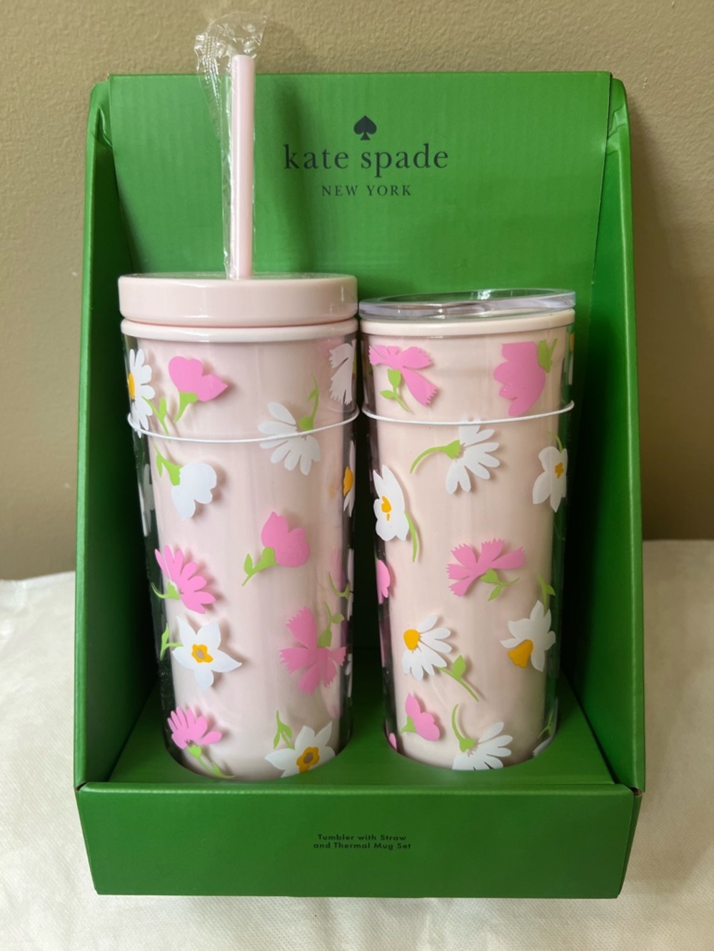 kate spade Pink Floral Tumbler & Thermal Mug Set